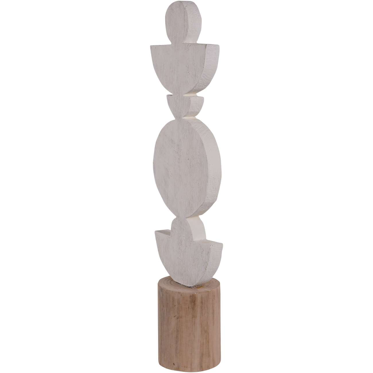 Totem White Mango Wood Sculpture Small